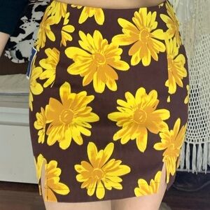Floral Yellow and Brown Skirt